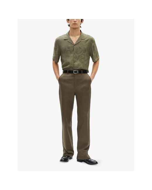 The Kooples Green Straight-Leg Regular-Fit Cotton Trousers for men