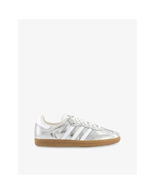 Adidas White Samba Og Metallic Leather Trainers