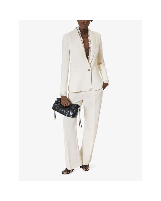 The Kooples White Wide-Leg Lace-Trim Woven Trousers