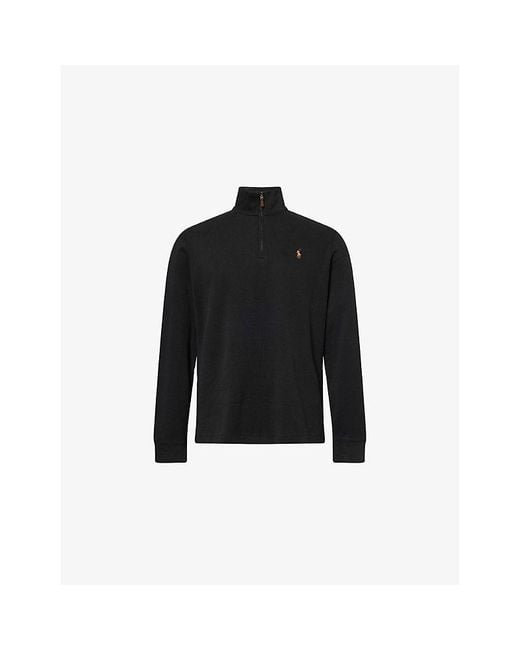 Polo Ralph Lauren Black Estate Funnel-Neck Regular-Fit Cotton-Jersey Sweatshirt for men