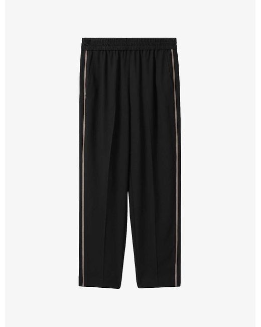 Reiss Black Remi Tapered-leg High-rise Woven Trousers