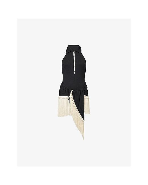 ‎Taller Marmo Black Tropicana Halterneck Swimsuit