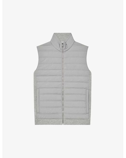 Reiss High-collar Quilted Woven Gilet in Gray for Men | Lyst