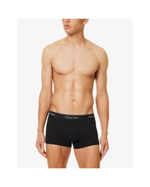 Calvin Klein Gray Branded Waistband Pack Of Three Stretch-Cotton Trunks for men