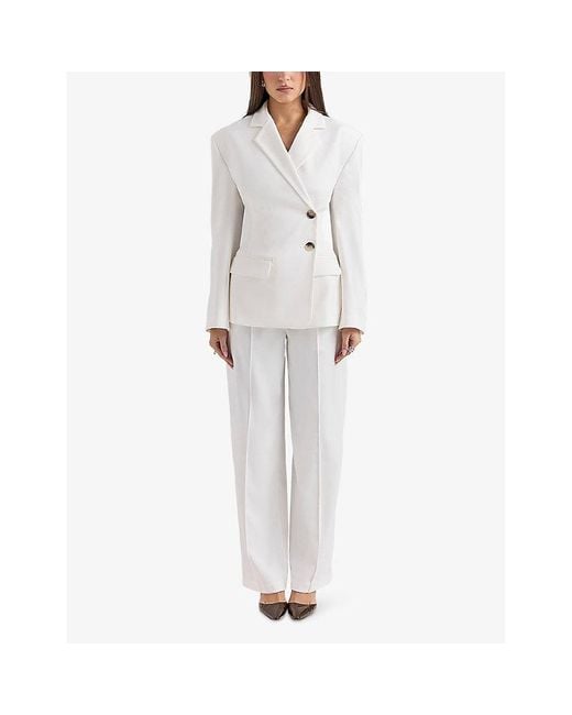 House Of Cb White Hudson Hourglass Stretch-Woven Blazer
