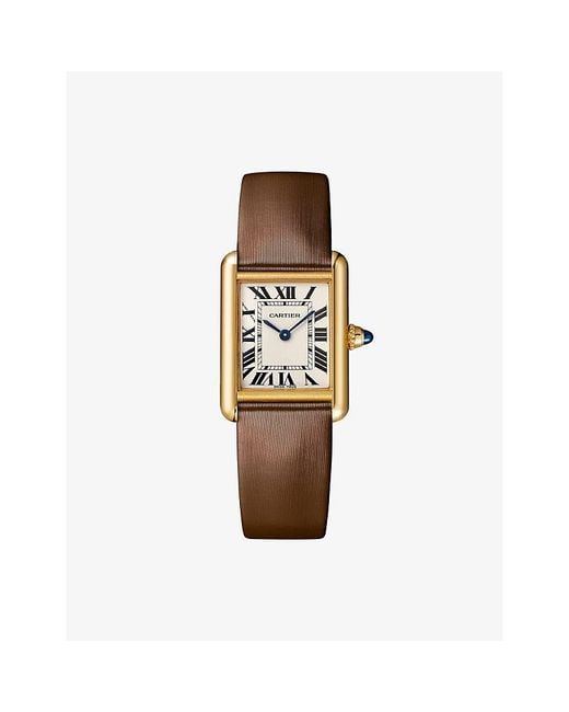 Cartier Red Tank Américaine Small 18Ct- And Leather Automatic Watch 29.5Mm