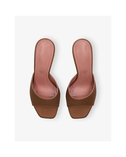 AMINA MUADDI Brown Lupita 70 Silk-Satin Heeled Mules
