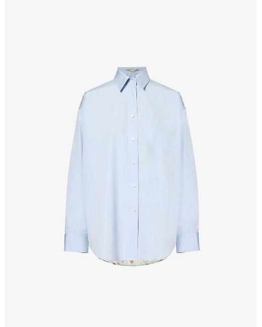 Stella McCartney Blue Oversized Patch-pocket Cotton Shirt