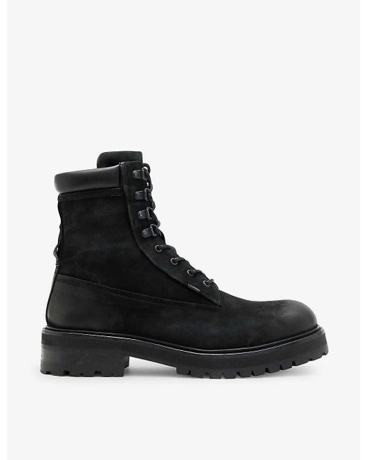 AllSaints Black Bobcat Lace-up Leather Boots for men