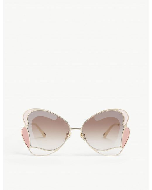 Chloé Pink Ch0048s Gemma Metal And Acetate Butterfly-frame Sunglasses
