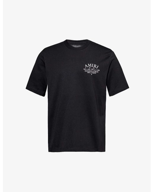 Amiri Black Brand-embellished Crewneck Cotton-jersey T-shirt for men