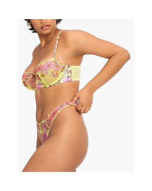 Savage x Fenty Pink Mod Poppy Lace Brazilian Lace Briefs