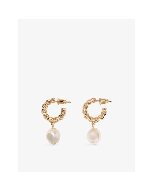 Maje Metallic Twisted Bead Brass Hoop Earrings