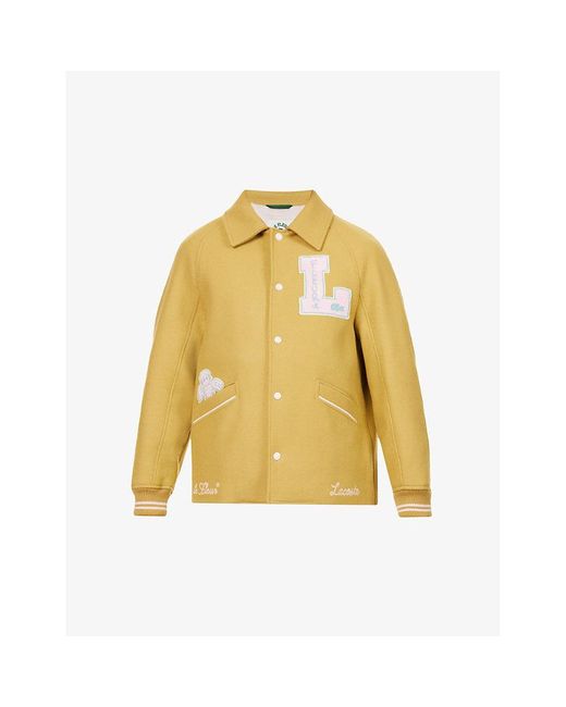 Lacoste Yellow Le Fleur* X Brand-appliqué Regular-fit Wool-blend Jacket X