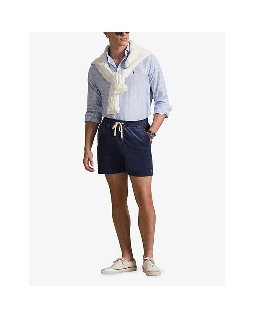 Polo Ralph Lauren Blue Prepsters Logo-Embroidered Cotton-Corduroy Shorts for men