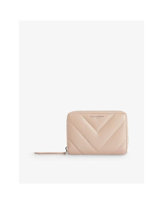 Claudie Pierlot Natural Answer Logo-embossed Quilted-leather Wallet