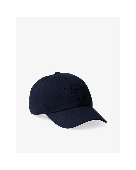 Prada Blue Logo-Embroidered Adjustable Woven Baseball Cap for men