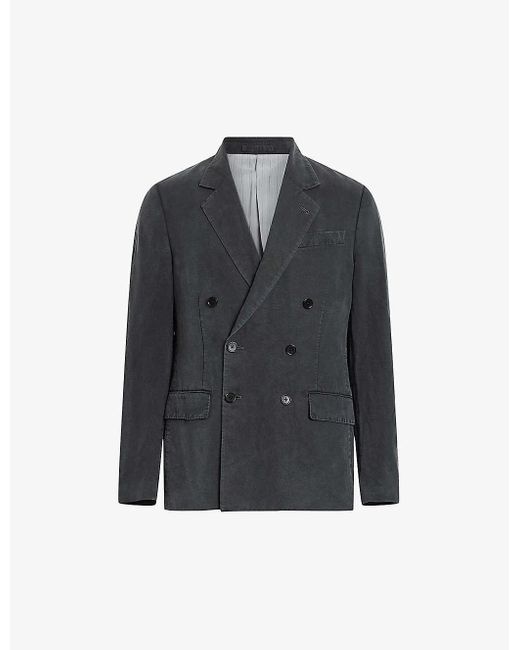 AllSaints Blue Tansey Double-breasted Woven Blazer for men