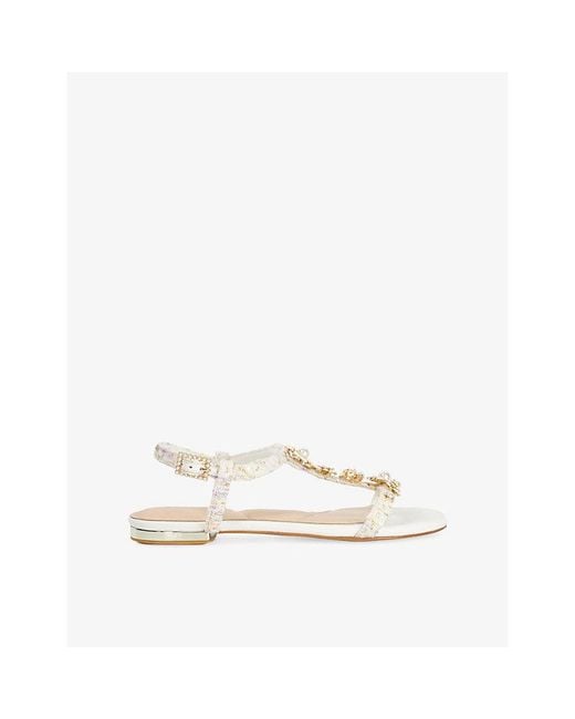 Dune White Nature Woven Sandals