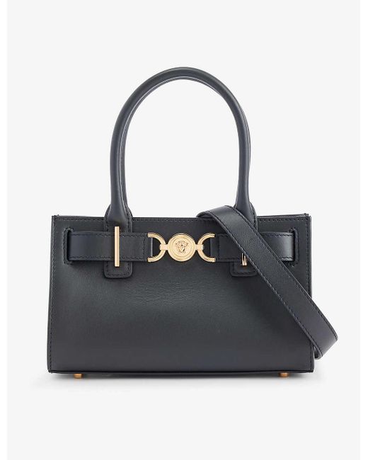 Versace Black Medusa-embellished Small Leather Tote Bag