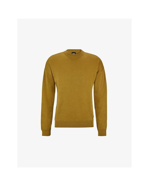 BOSS by HUGO BOSS Relaxed-fit Fine-knit Cotton Jumper X in Green for Men |  Lyst