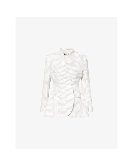 Odd Muse White Tailored Pinstripe Woven Blazer