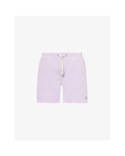 Polo Ralph Lauren Purple Brand-embroidered Drawstring Corduroy Shorts Xx for men