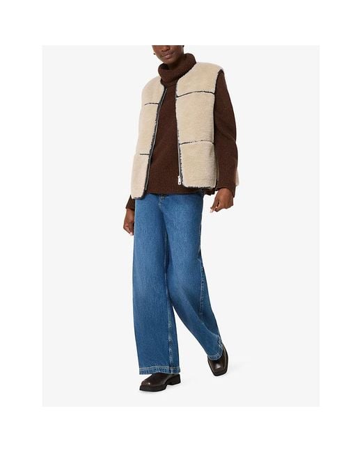 Whistles Natural Rowena Panelled Faux-Fur Waistcoat
