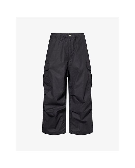 A Bathing Ape Blue Ripstop Cargo Wide-Leg Cotton-Poplin Trousers for men