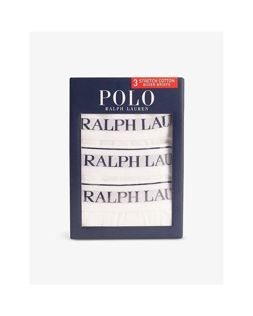 Polo Ralph Lauren Blue Branded-Waistband Pack Of Three Stretch-Cotton Briefs for men