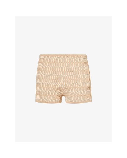 Devon Windsor Natural Grazia Metallic Knit Shorts
