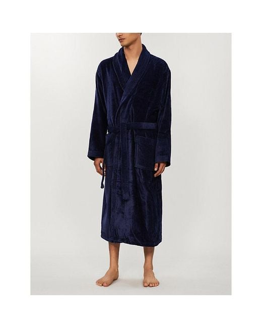 Derek Rose Blue Tritan Cotton Dressing Gown for men