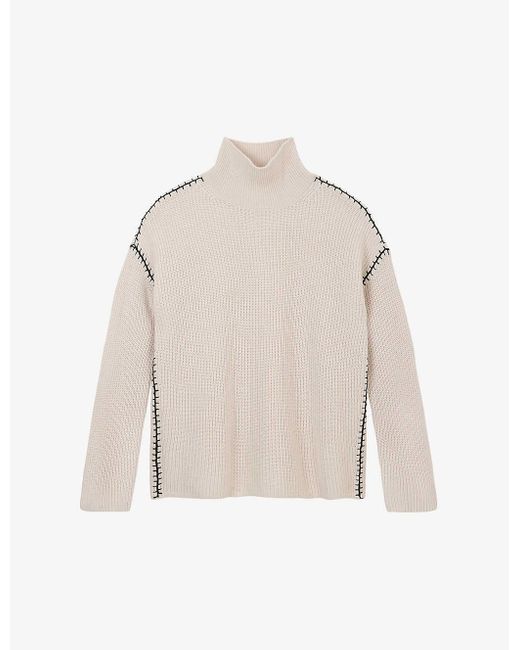 The White Company Natural Contrast-stitch Knitted Jumper