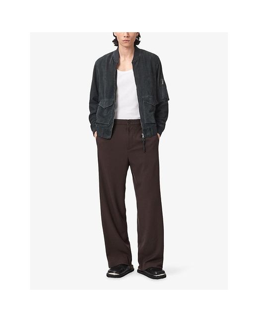 AllSaints Blue Pasilla Suede Bomber Jacket for men