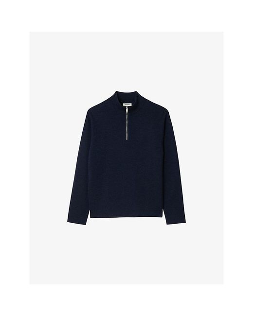 Sandro Blue Half-Zip Wool Jumper for men