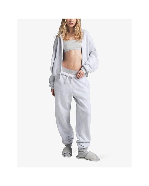 Skims White Classic Zip-Up Cotton-Fleece Hoody