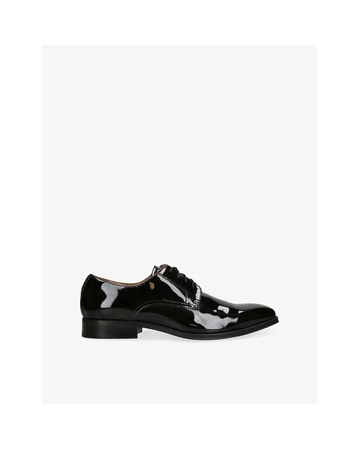 Steve Madden Black Parscal Patent-Leather Lace-Up Shoes for men