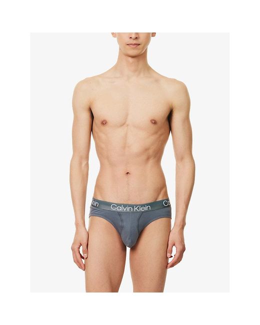 Calvin Klein Multicolor Branded-waistband Mid-rise Pack Of Three Stretch-woven Briefs for men