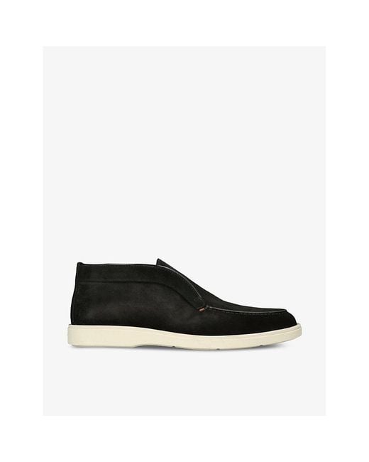 Santoni Black Detroit Slip-On Suede Desert Boots for men