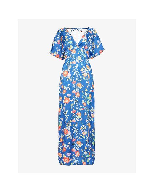 Rixo Blue Sadie Floral-print Woven Midi Dress