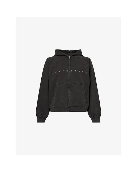 Basket Case Black Antennae Zip-Up Cotton Hoody for men