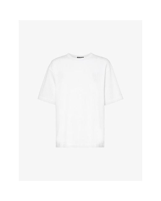 Acne White Exford Logo-appliqué Cotton-jersey T-shirt for men