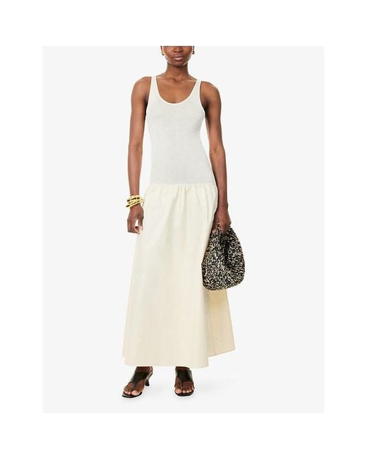 Frankie Shop White Iliya Drop Waist Cotton Blend Maxi Dress