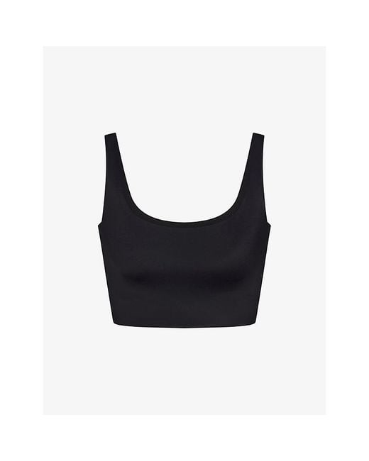NikeSKIMS Black Shine Scoop-Neck Bra Top