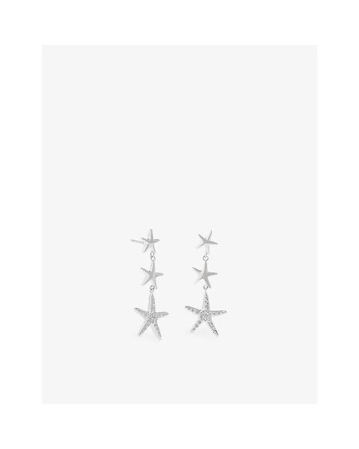 Astrid & Miyu White Starfish-Plated Brass And Cubic Zirconia Drop Stud Earrings