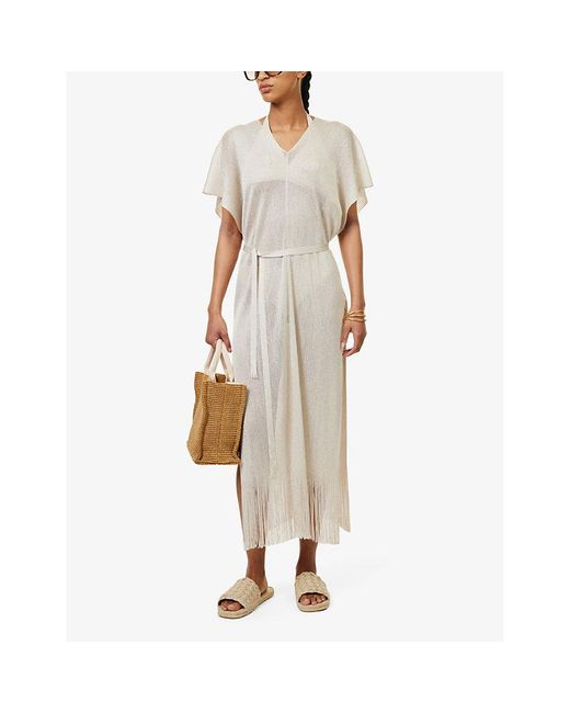 Max Mara White Macao V-neck Knitted Cover-up