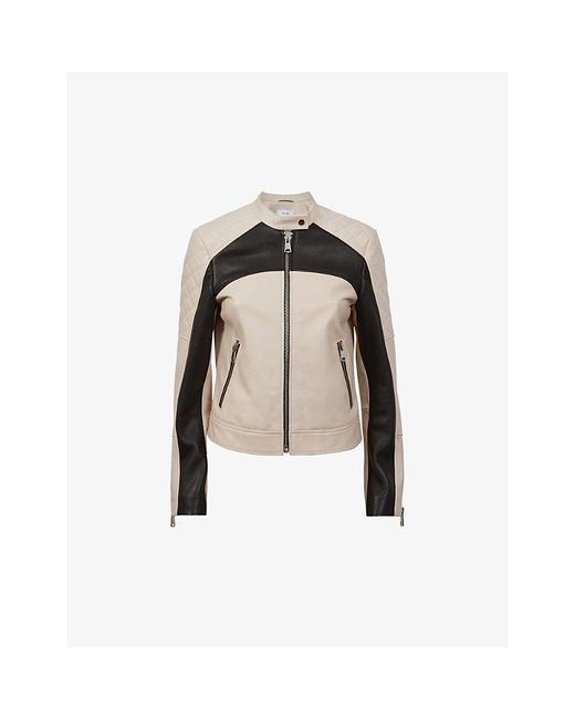Reiss Natural Adelaide Quilted Leather Jacket