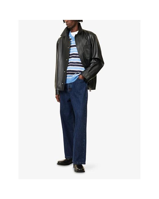 Loewe Black Relaxed-Fit Monogram Leather Overshirt for men