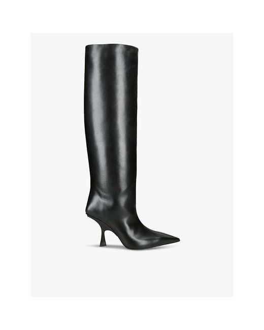 The Attico Black Ester Knee-high Leather Heeled Boots