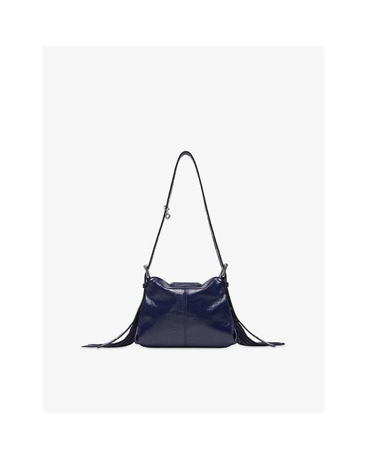 Maje Blue Miss M Mini Patent-Leather Shoulder Bag